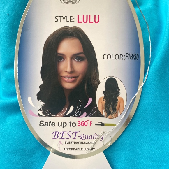 Loose wave black & brown highlight synthetic wig - Picture 2 of 2